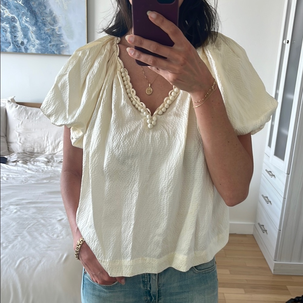3.1 Phillip Lim Cream Puff Sleeve Top